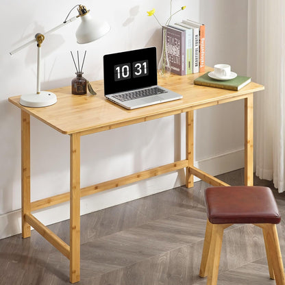 Writing Computer Desk 46" Bamboo Home Office Table with 2 Drawers