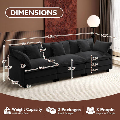 146" U-Shaped Modern Sofa Modular Sectional Cloud Couch