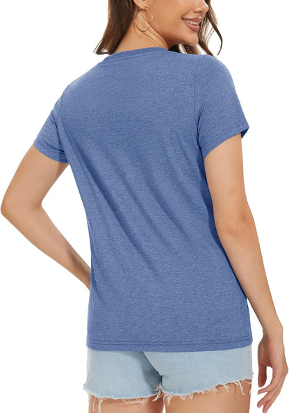 Women's Cotton T-Shirts Short-Sleeve Shirts Crew-Neck Tops