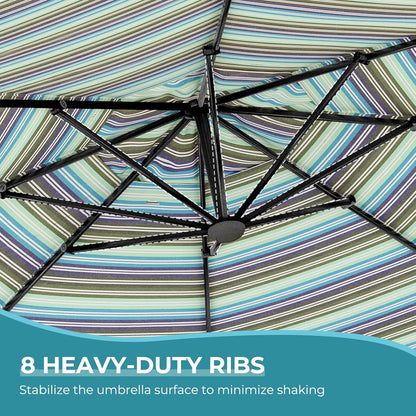 12FT Outdoor Offset Cantilever Umbrella with Base Champagne