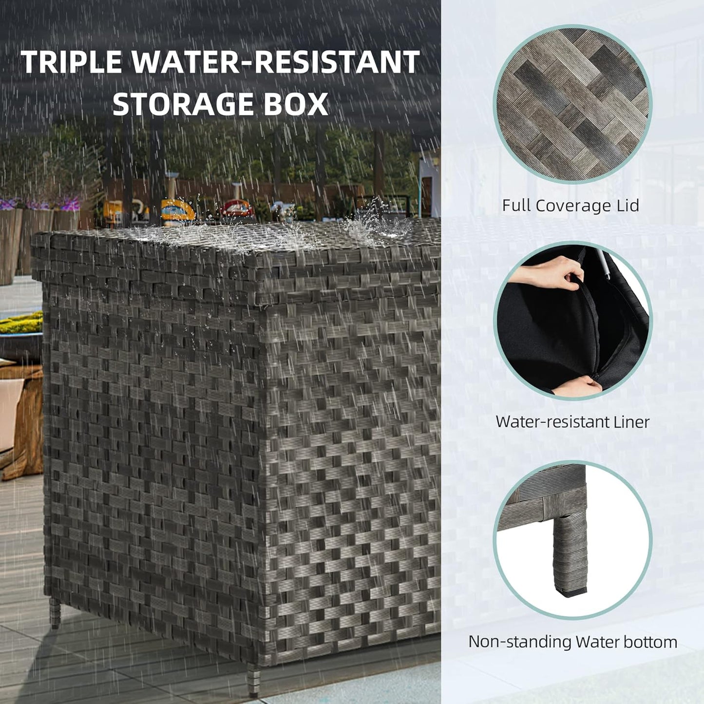 230 Gallon Deck Box XXL Wicker Outdoor Storage Box