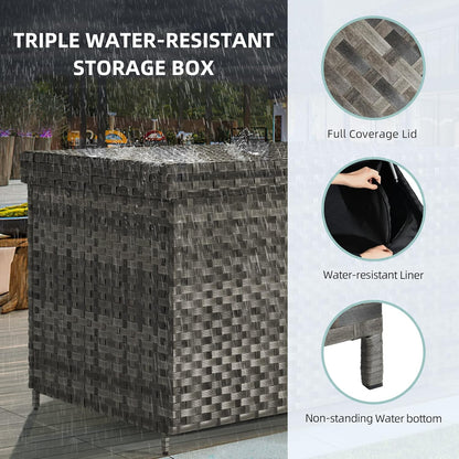 230 Gallon Deck Box XXL Wicker Outdoor Storage Box
