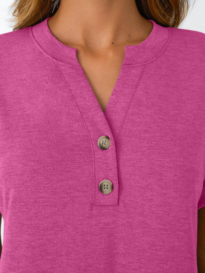 Women's Short Sleeve Shirts Henley Dressy Casual Summer Tops
