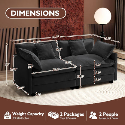 146" U-Shaped Modern Sofa Modular Sectional Cloud Couch