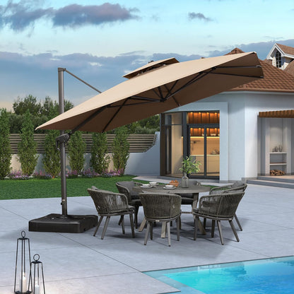 12ft Patio Umbrella with Base Large Outdoor Square Umbrella