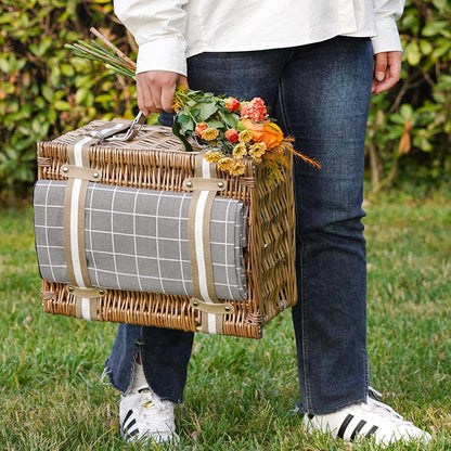 19Pcs Picnic Basket for 2 with Blanket