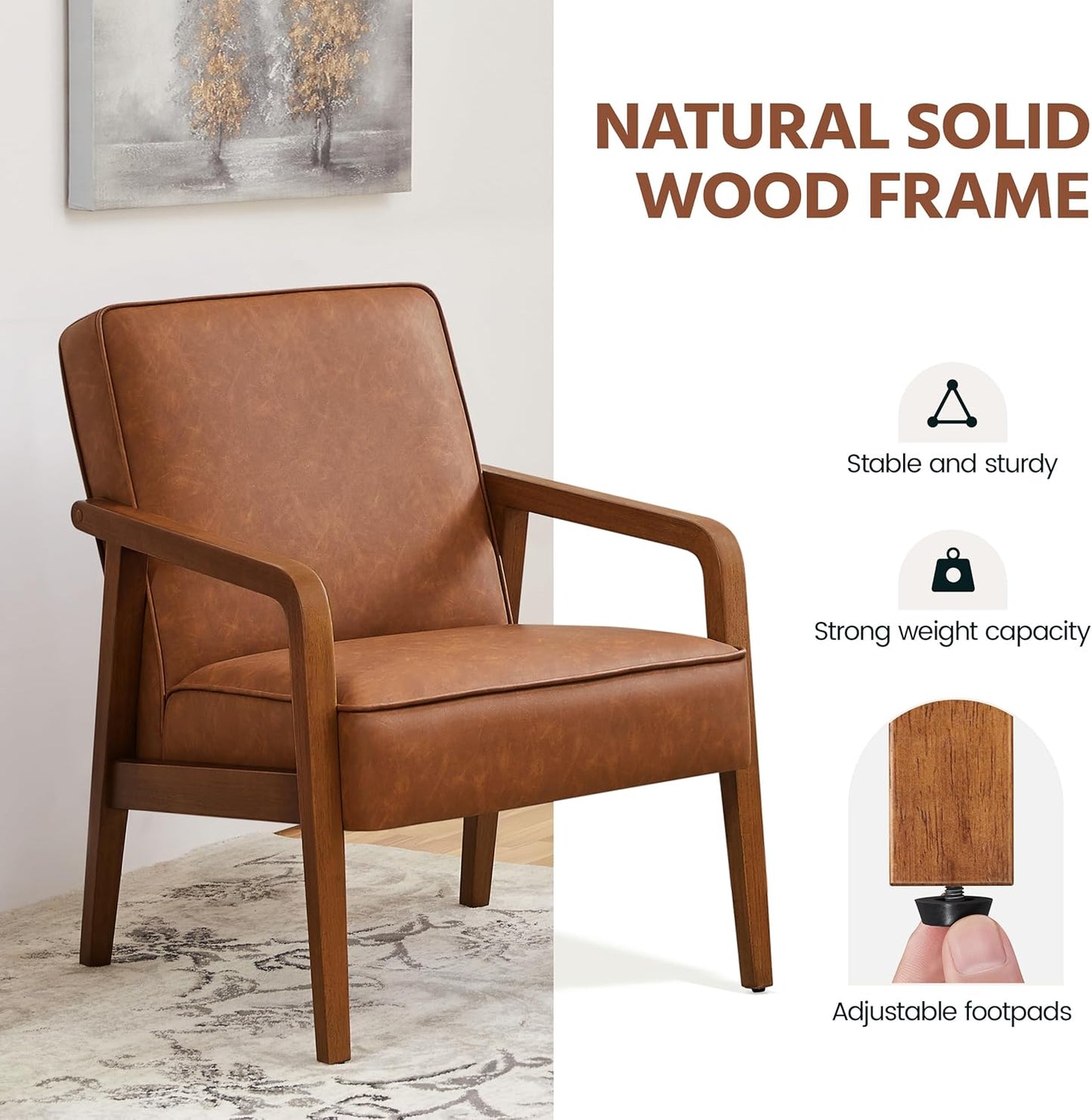 Yaheetech Accent Chair Armchair with Strong Wood Frame