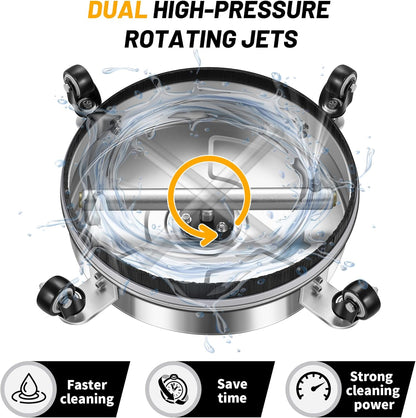 14" Pressure Washer Surface Cleaner with 4 Wheels