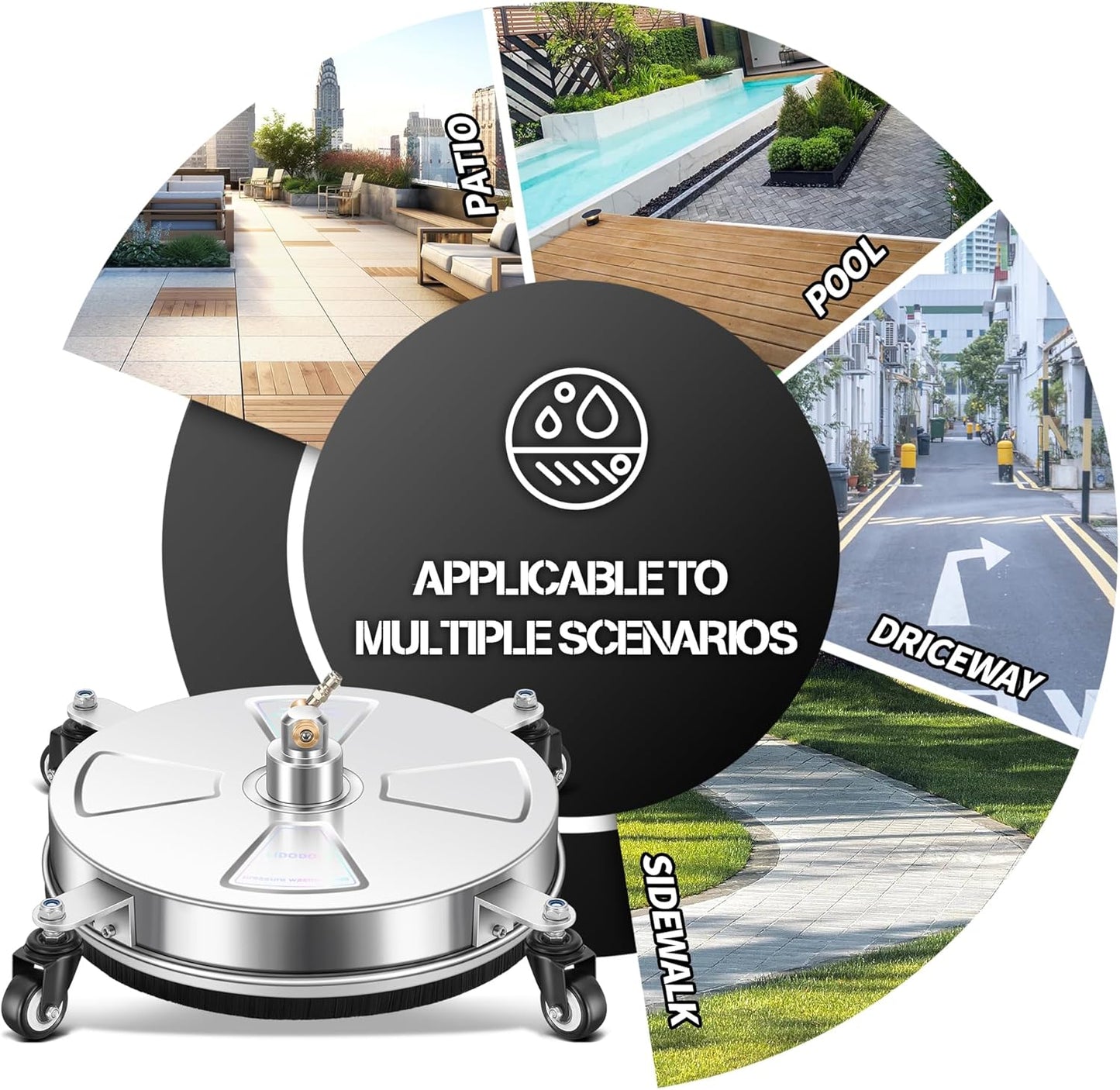 14" Pressure Washer Surface Cleaner with 4 Wheels