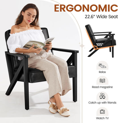 Yaheetech Accent Chair Armchair with Strong Wood Frame