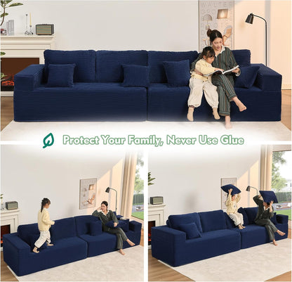107" Boneless Couch with Deep Seat Cloud Sectional Couch for Living Room