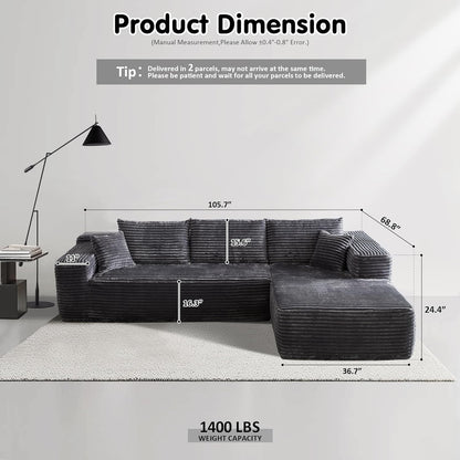 104" Cloud Sectional Couch with L-Shape Chaise