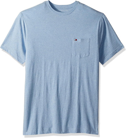 Men T Shirt Crewneck with Pocket Malaga Blue Heather
