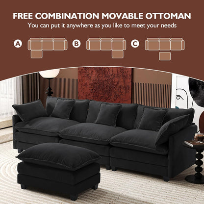 146" U-Shaped Modern Sofa Modular Sectional Cloud Couch