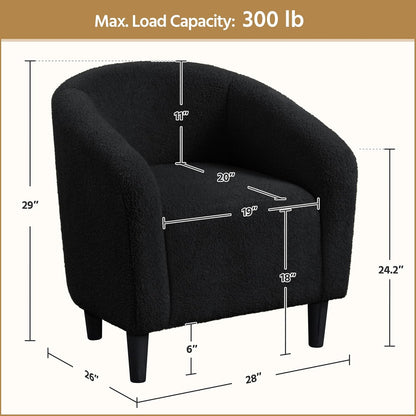 Yaheetech Accent Barrel Chair Boucle Fabric Club Chair