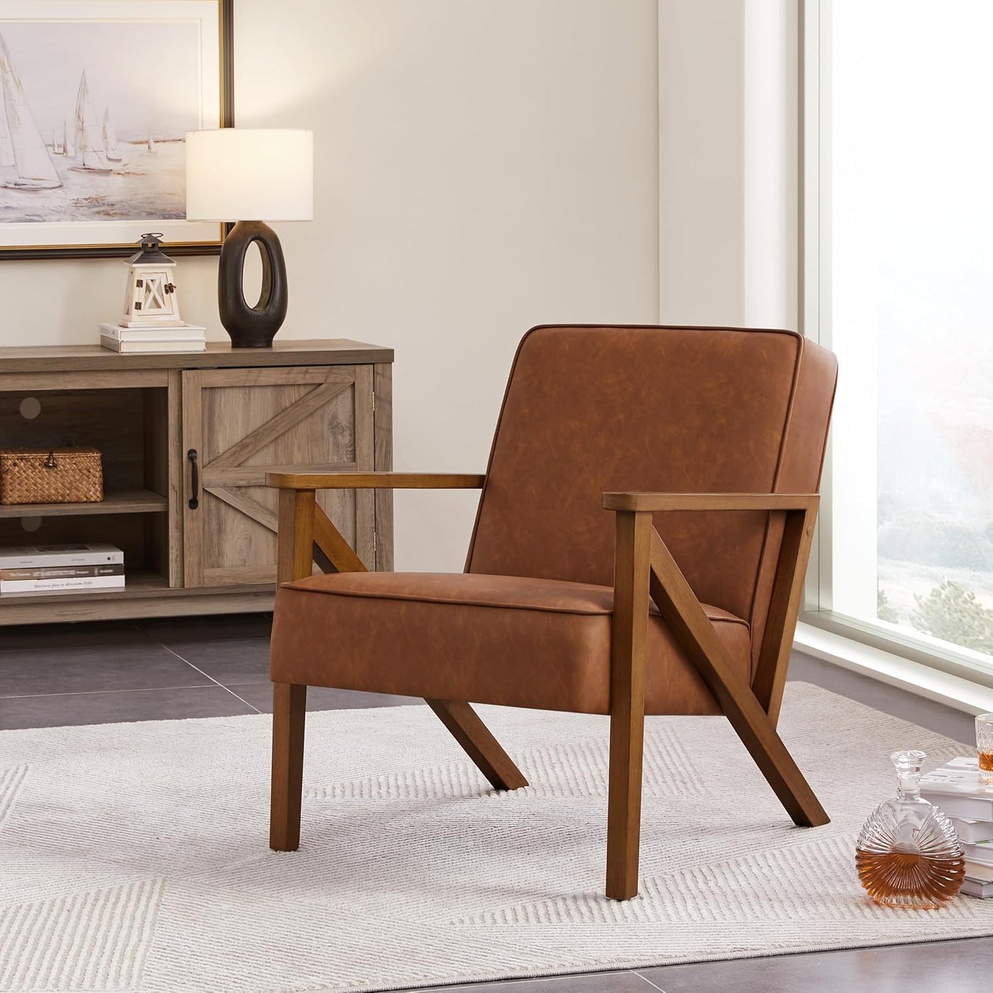 Yaheetech Accent Chair Armchair with Strong Wood Frame