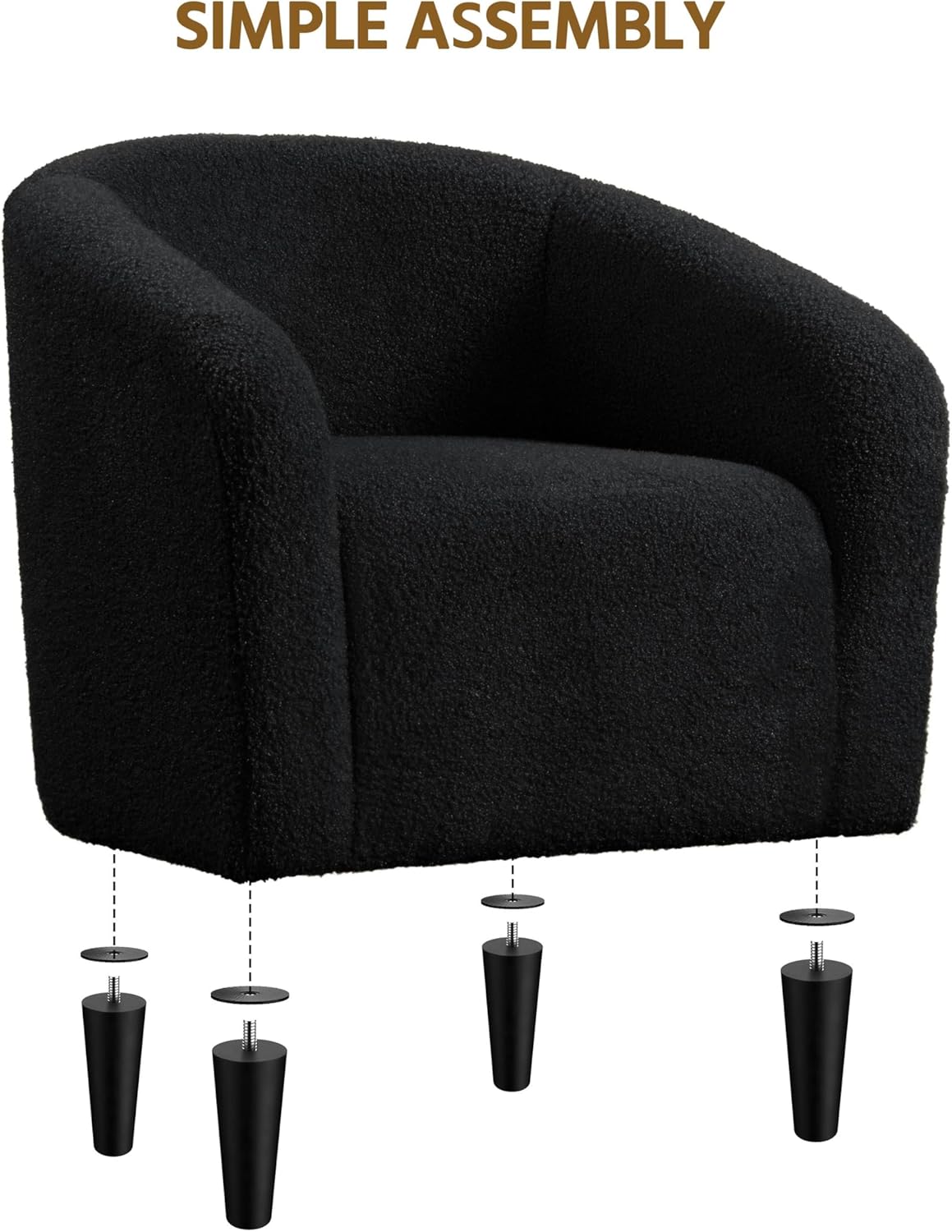 Yaheetech Accent Barrel Chair Boucle Fabric Club Chair