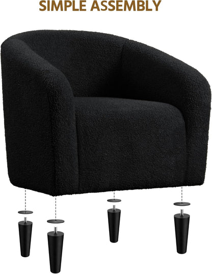 Yaheetech Accent Barrel Chair Boucle Fabric Club Chair