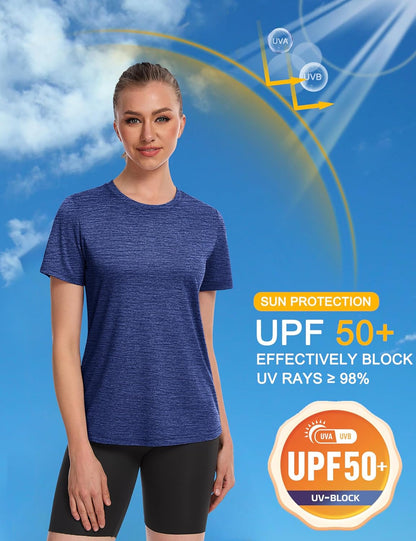 Women's Short Sleeve T Shirts UPF 50+ Sun Protection Athletic Running Workout Tee Tops
