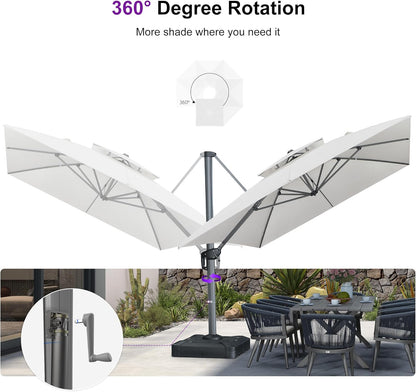 12ft Patio Umbrella with Base Large Outdoor Square Umbrella