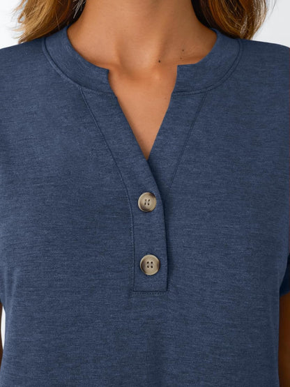 Women's Short Sleeve Shirts Henley Dressy Casual Summer Tops