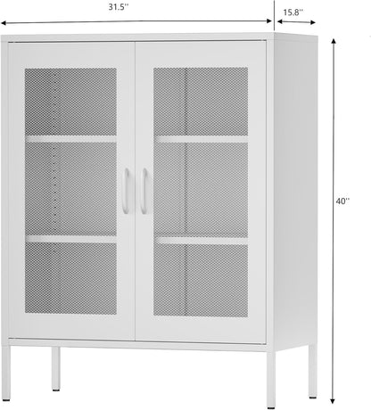2 Door Storage Sideboard Metal Storage Cabinet with 2 Adjustable Shelf
