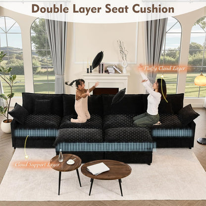 108" U Shaped Couch Modular Sectional Sofa