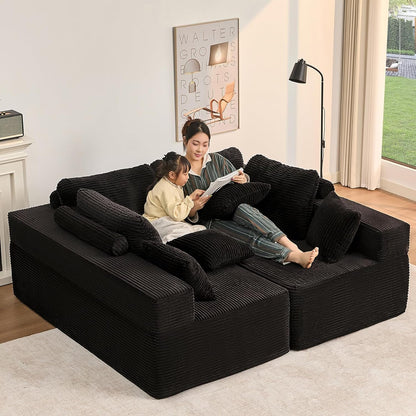 107" Boneless Couch with Deep Seat Cloud Sectional Couch for Living Room