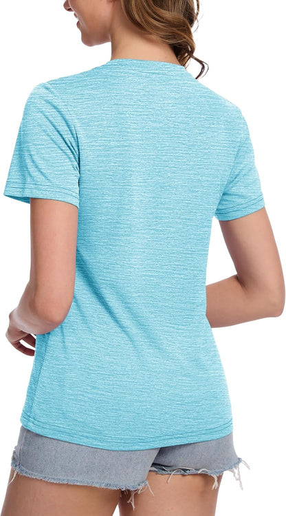 Women's Short Sleeve T Shirts UPF 50+ Sun Protection Athletic Running Workout Tee Tops
