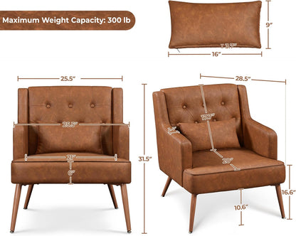 Yaheetech Accent Chair Living Room Chair Brown