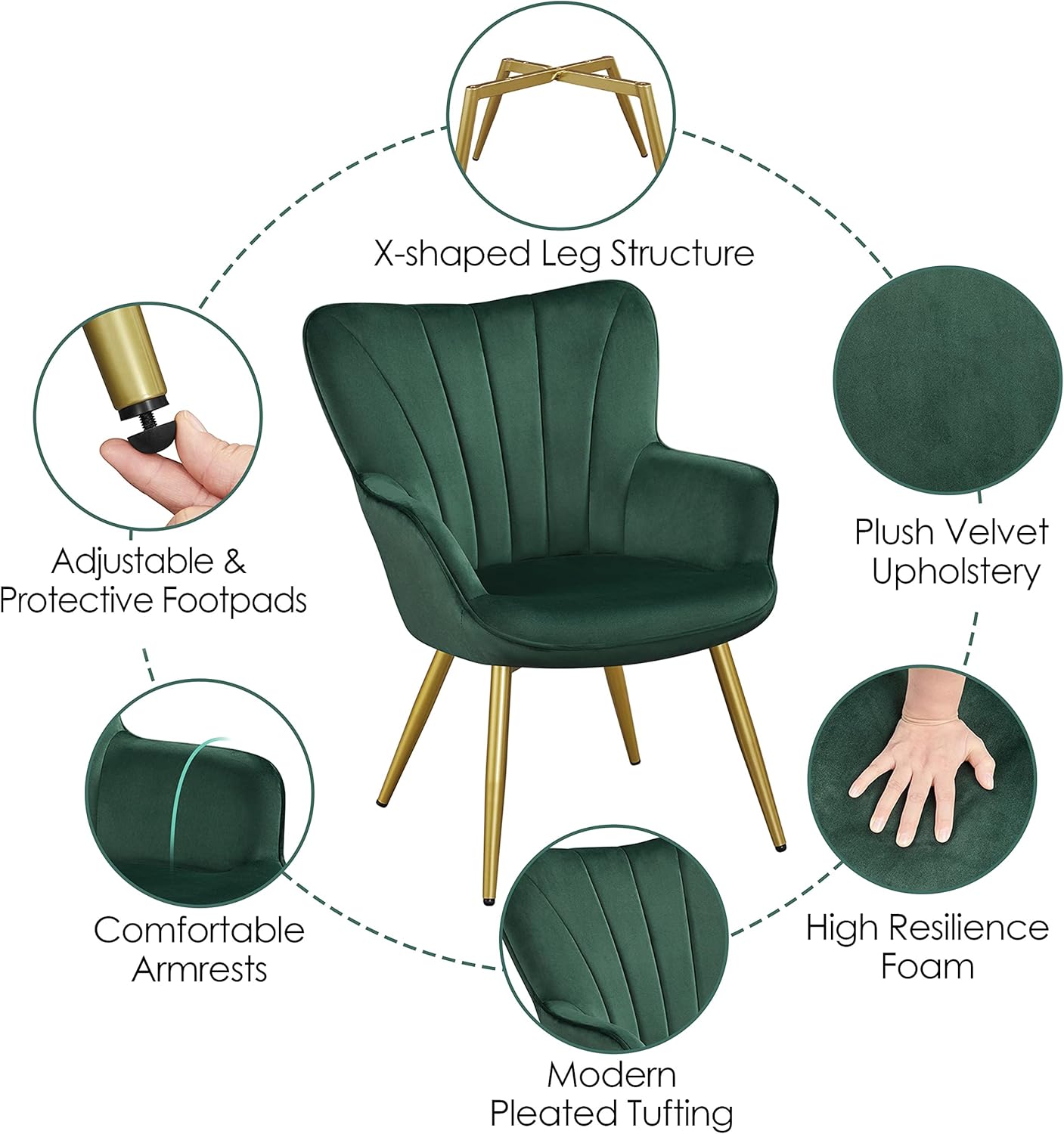 Yaheetech PU Leather Armchair Modern Accent Chair with Metal Legs