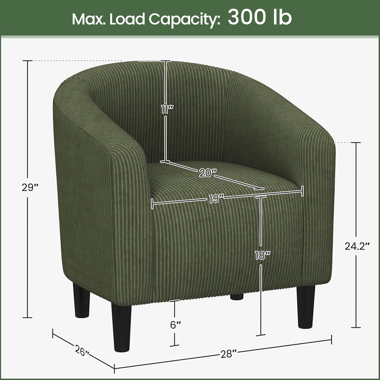 Yaheetech Accent Barrel Chair Boucle Fabric Club Chair