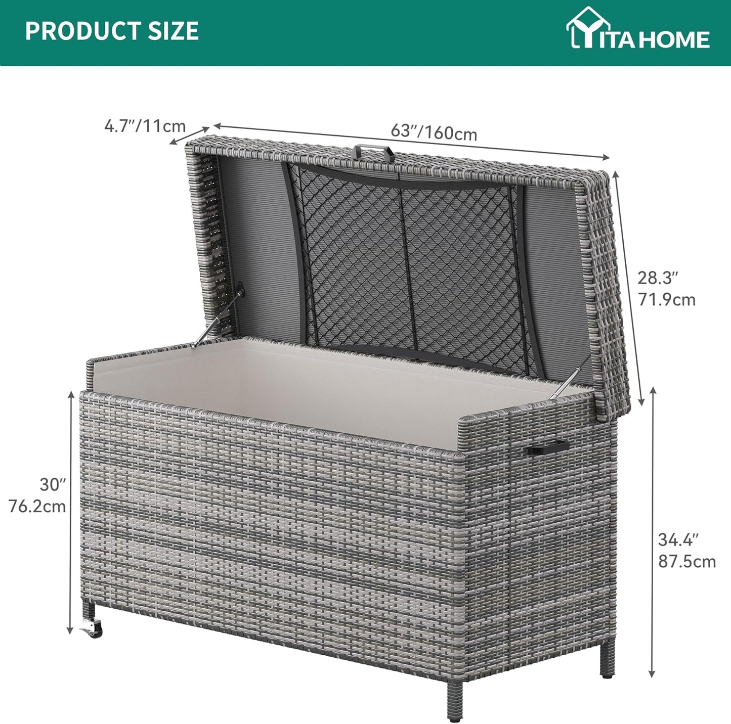 230 Gallon Deck Box XXL Wicker Outdoor Storage Box