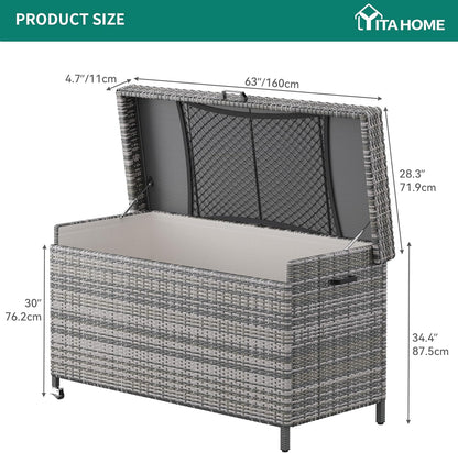 230 Gallon Deck Box XXL Wicker Outdoor Storage Box