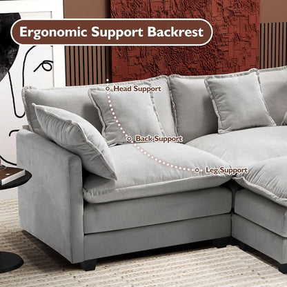 146" U-Shaped Modern Sofa Modular Sectional Cloud Couch