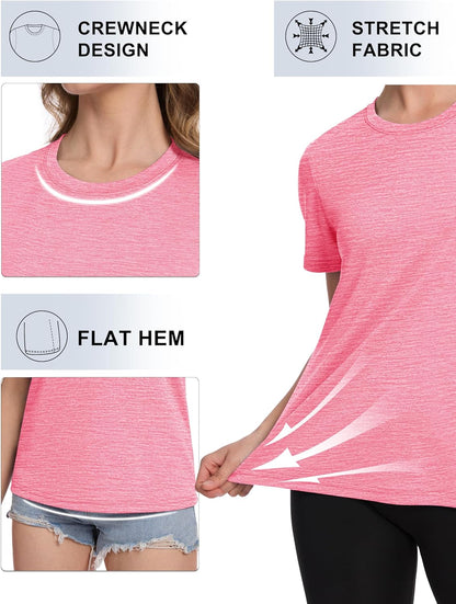 Women's Short Sleeve T Shirts UPF 50+ Sun Protection Athletic Running Workout Tee Tops