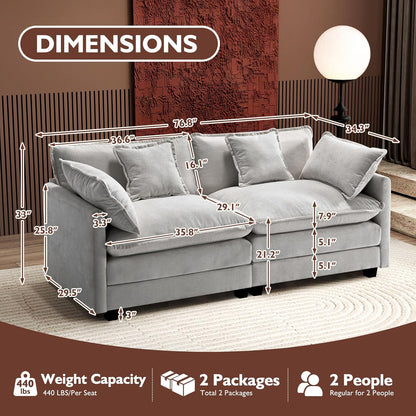 146" U-Shaped Modern Sofa Modular Sectional Cloud Couch