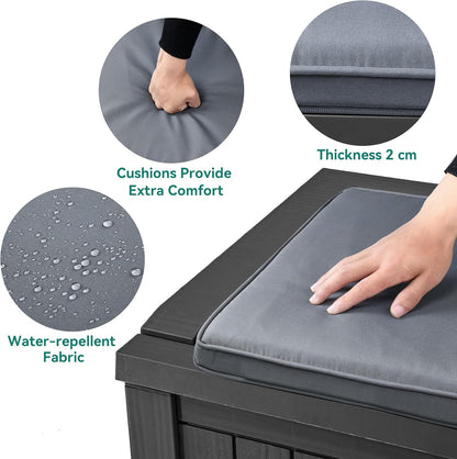 YITAHOME 120 Gallon Large Deck Box Upgraded Resin Outdoor Storage Boxes