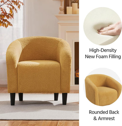 Yaheetech Accent Barrel Chair Boucle Fabric Club Chair