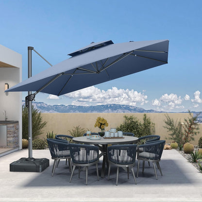 12ft Patio Umbrella with Base Large Outdoor Square Umbrella