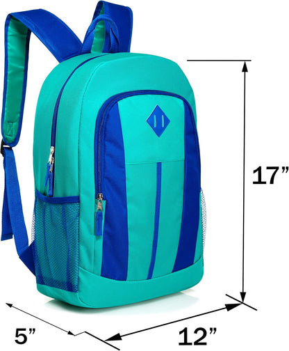 24 Pack 17 Inch Kids Backpacks in 20 Assorted Colors and Prints