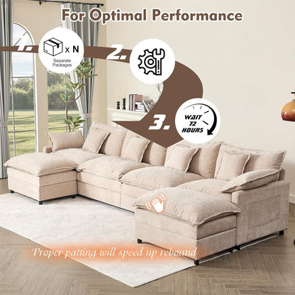 108" U Shaped Couch Modular Sectional Sofa