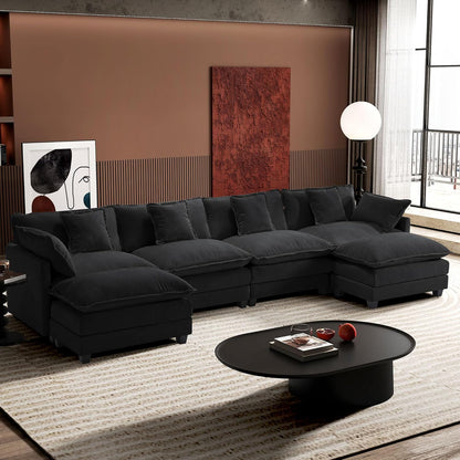 146" U-Shaped Modern Sofa Modular Sectional Cloud Couch