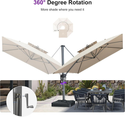 12ft Patio Umbrella with Base Large Outdoor Square Umbrella