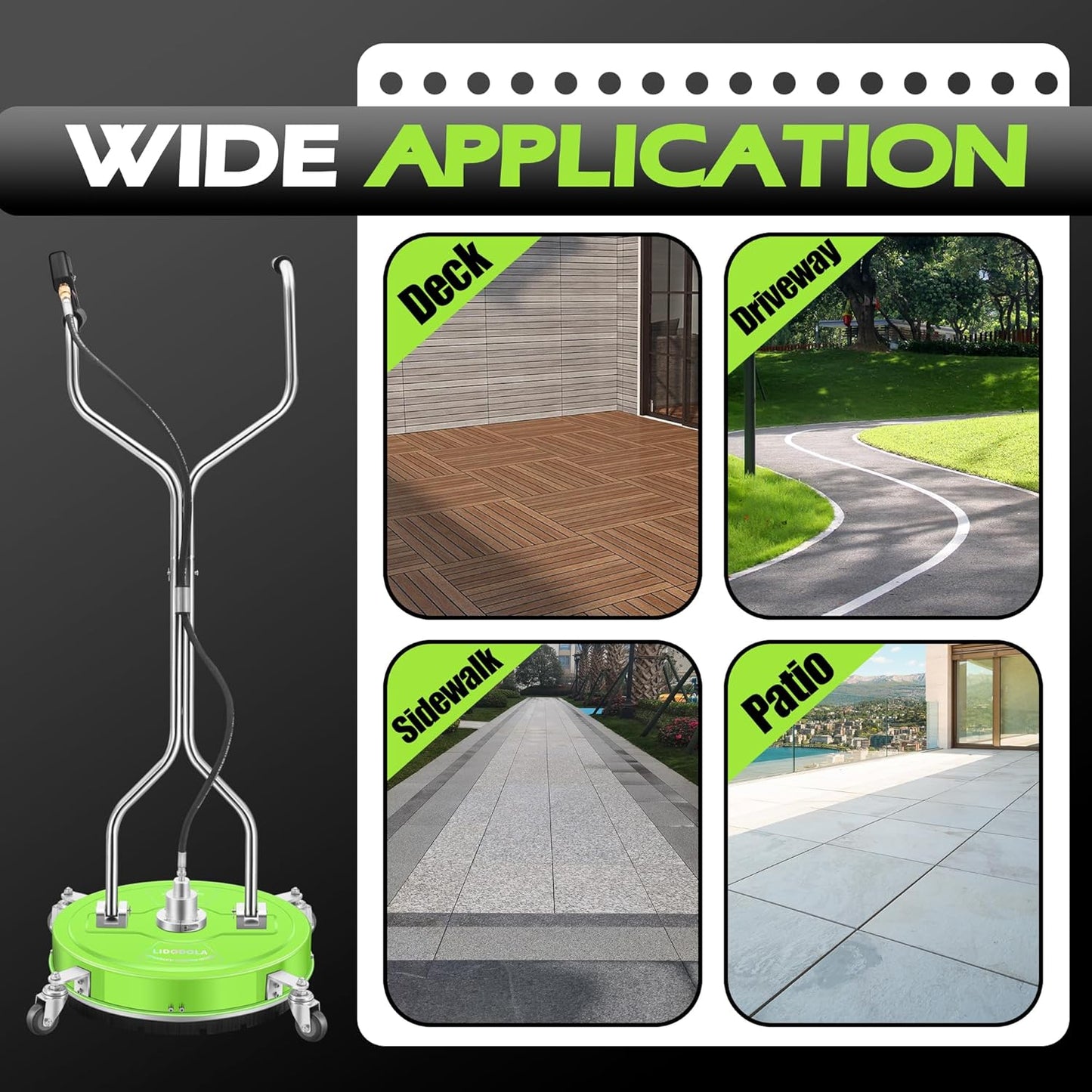 14" Pressure Washer Surface Cleaner with 4 Wheels
