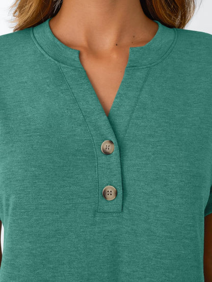 Women's Short Sleeve Shirts Henley Dressy Casual Summer Tops