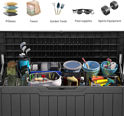 YITAHOME 120 Gallon Large Deck Box Upgraded Resin Outdoor Storage Boxes