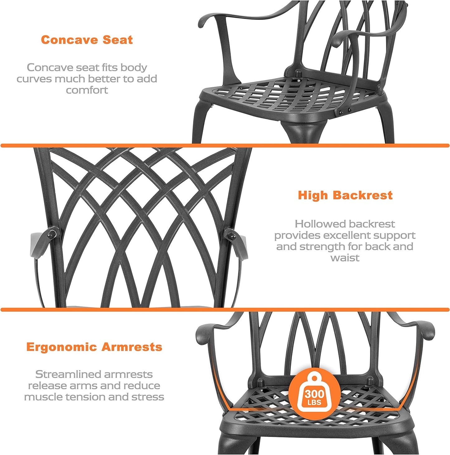NUU GARDEN Bistro Set 3 Piece Outdoor Cast Aluminum Patio Bistro Set