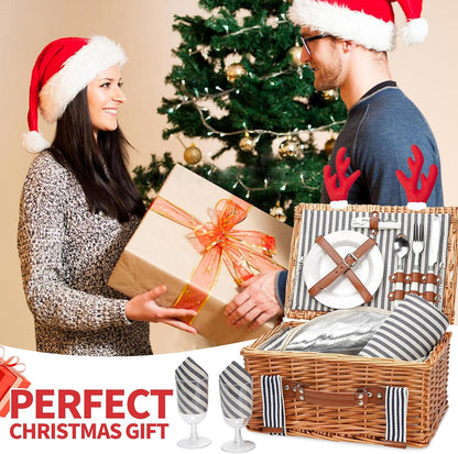 19Pcs Picnic Basket for 2 with Blanket