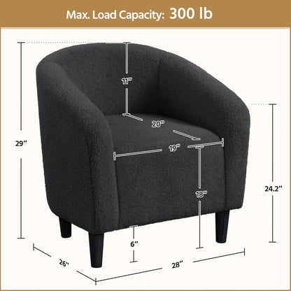 Yaheetech Accent Barrel Chair Boucle Fabric Club Chair